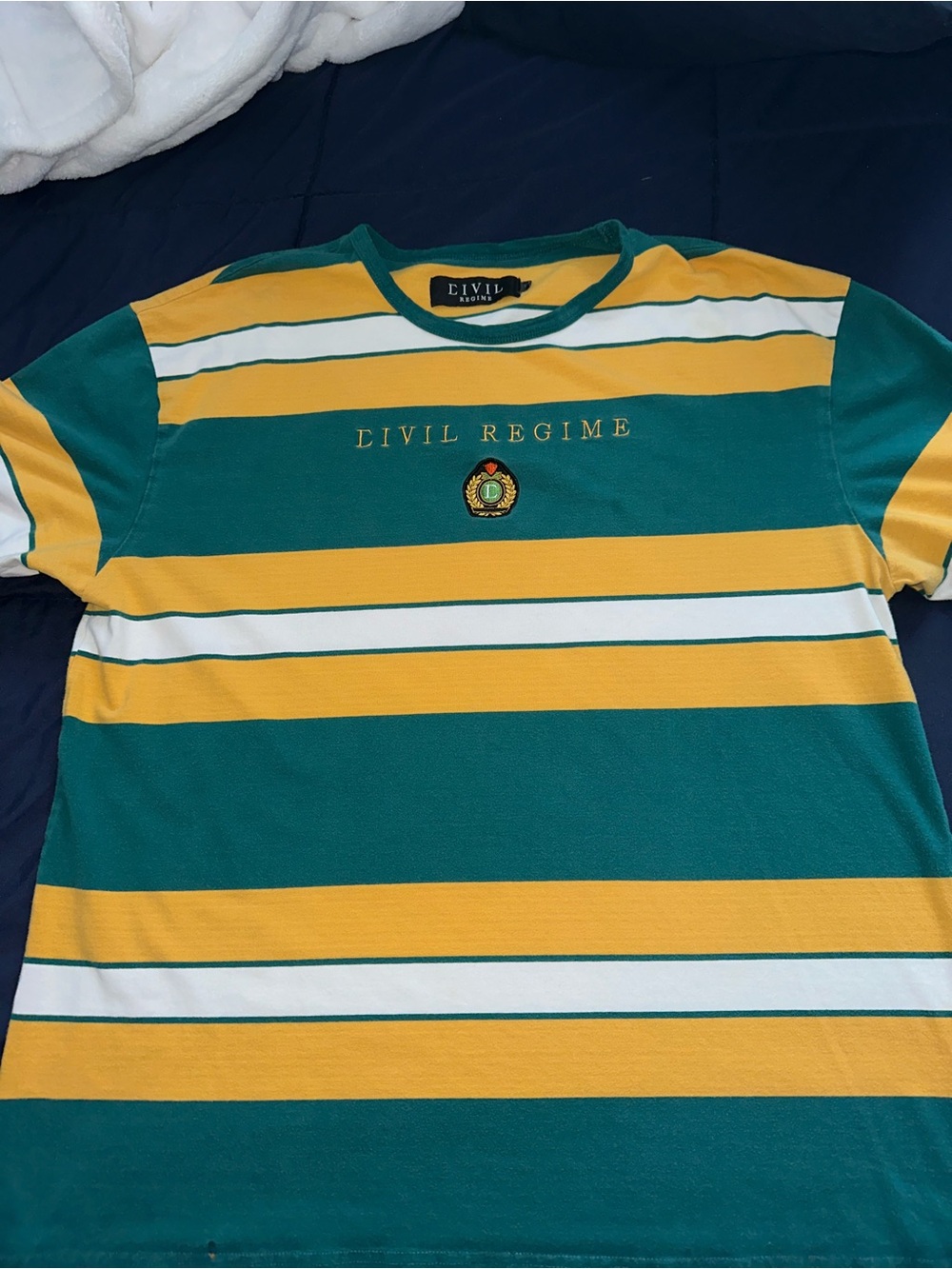 Green & Yellow Striped Short Sleeve Tee